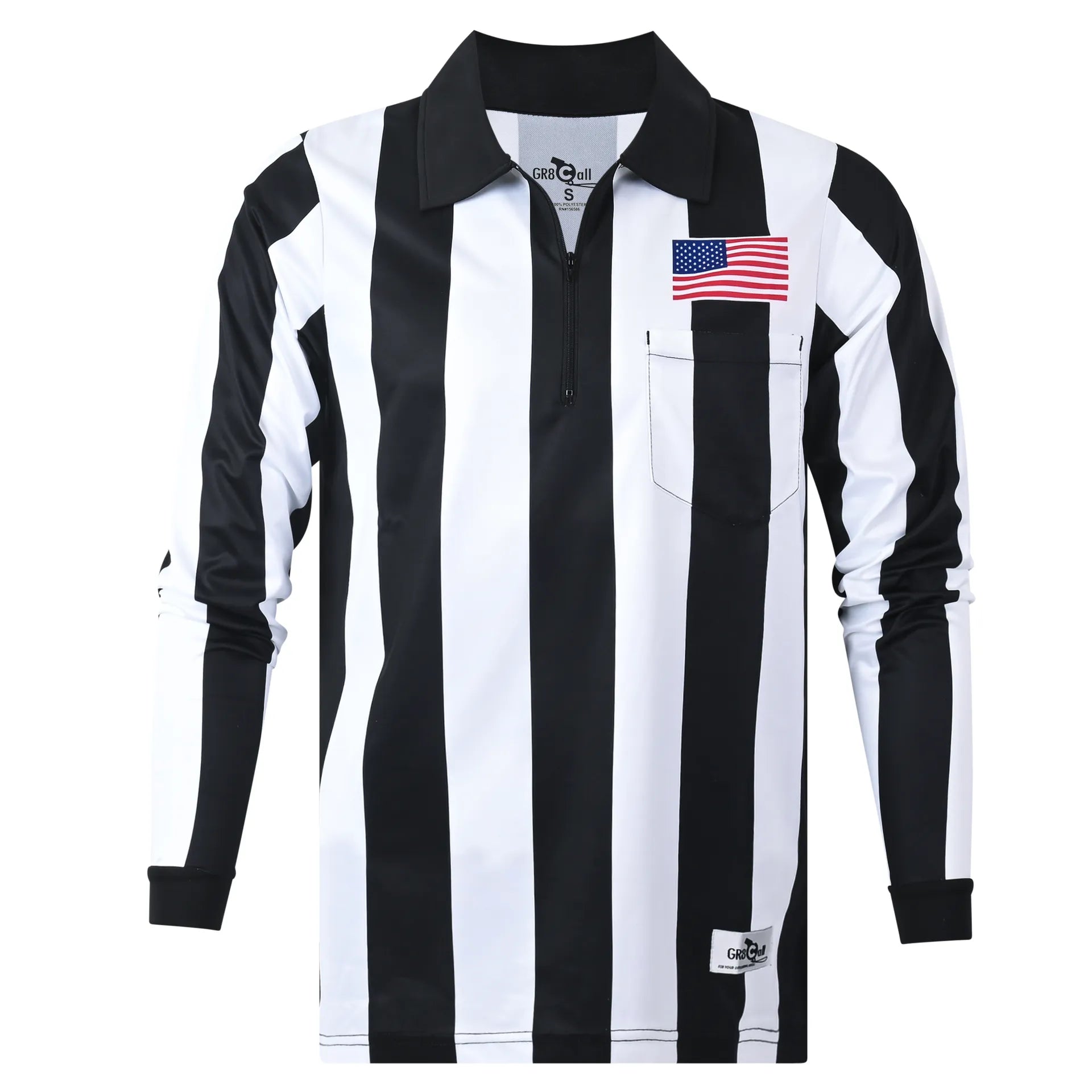 2.25 Ultra Tech Long Sleeve Football Referee Shirt with American Flag GR8 Call GR8 CALL