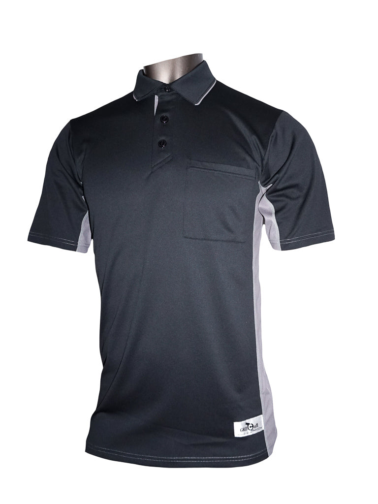 MLB Replica Side Panel Umpire Shirt - Black with Charcoal Grey