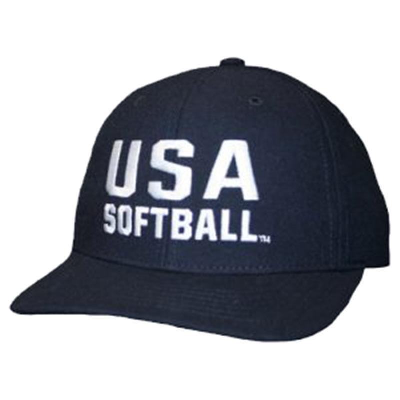 USA Softball 6 Stitch Navy Wool Hat
